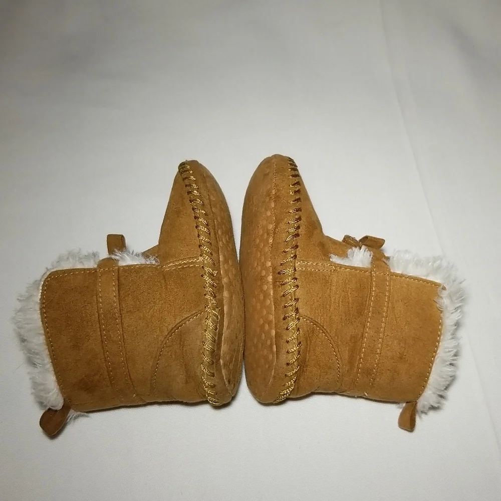 Sherpa Lined Tan Baby Booties.